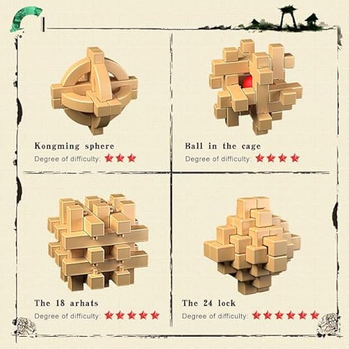 KONGMING 3D BRAIN TEASER PUZZLE - 24 LOCK DISENTANGLEMENT GAME, ECO-FRIENDLY EDUCATIONAL TOY FOR LOGIC SKILLS, DURABLE HANDHELD FUN - Image 4